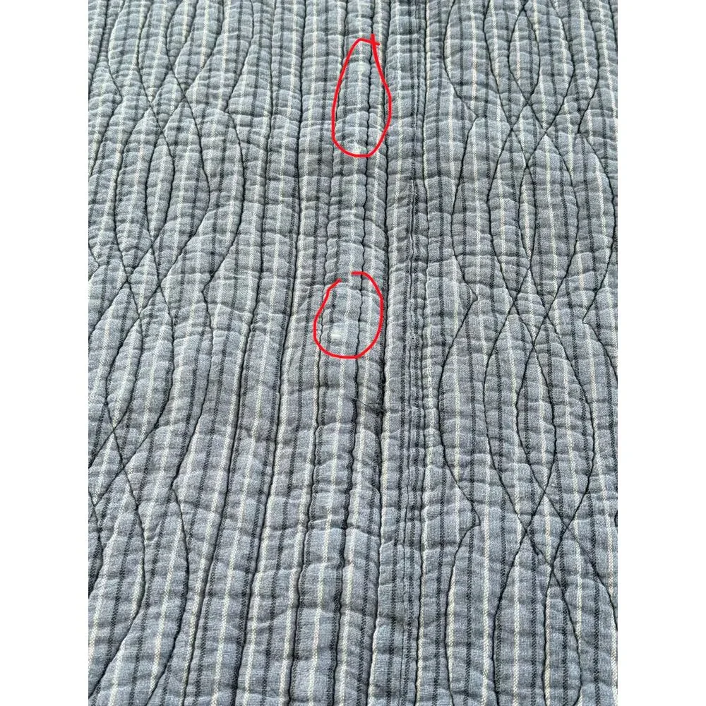 Nautica Coastal Quilt Bedspread Full Queen Blue Plaid Cotton 2 Pillow Shams READ